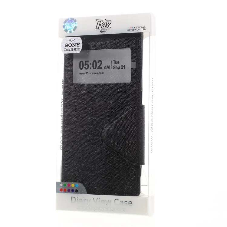 ROAR KOREA Diary View Leather Stand Card Slot Case for Sony Xperia XZs / XZ - Black