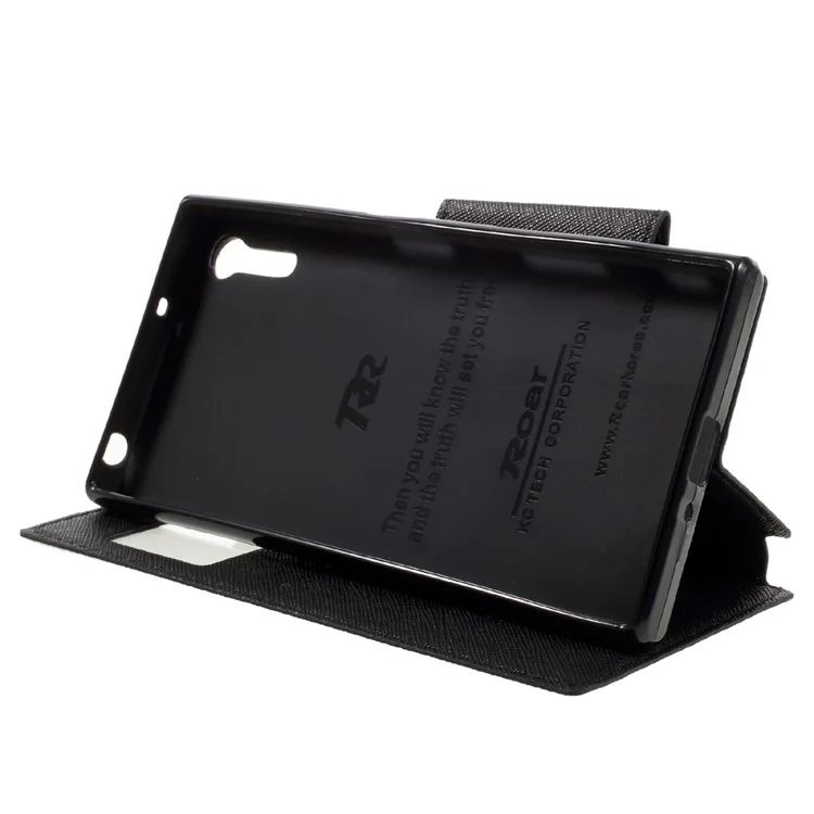 ROAR KOREA Diary View Leather Stand Card Slot Case for Sony Xperia XZs / XZ - Black