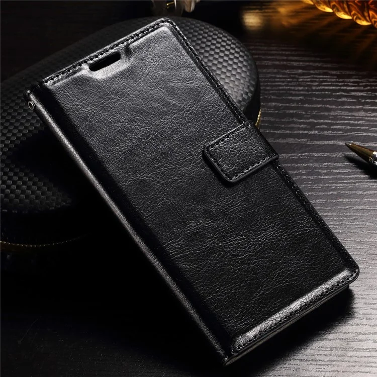 Crazy Horse Stand Wallet Leather Phone Case for Sony Xperia XZs / XZ - Black