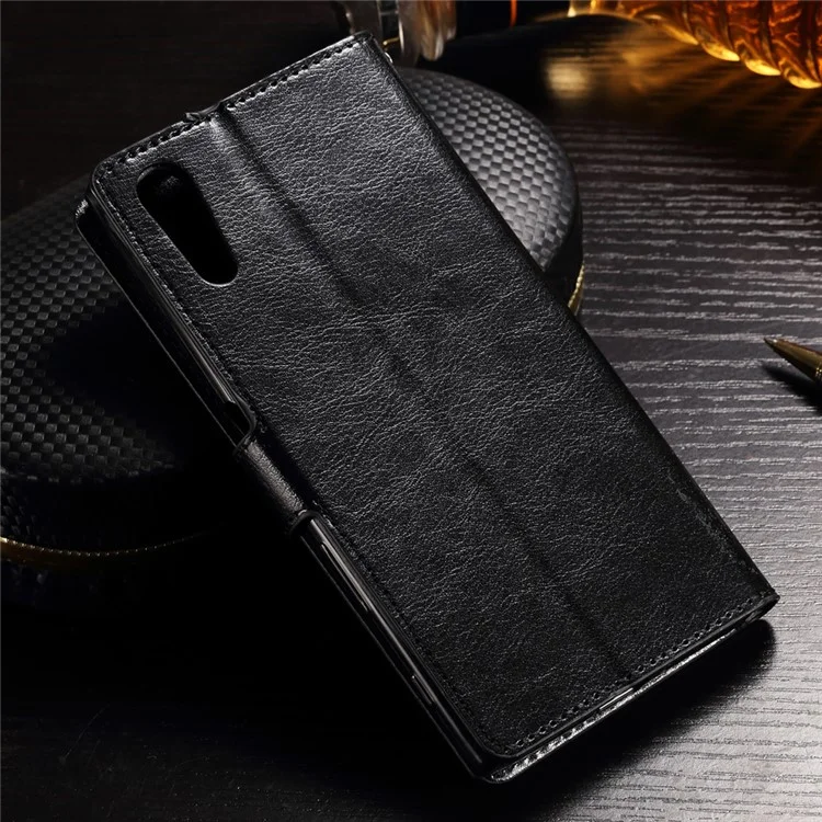 Crazy Horse Stand Wallet Leather Phone Case for Sony Xperia XZs / XZ - Black