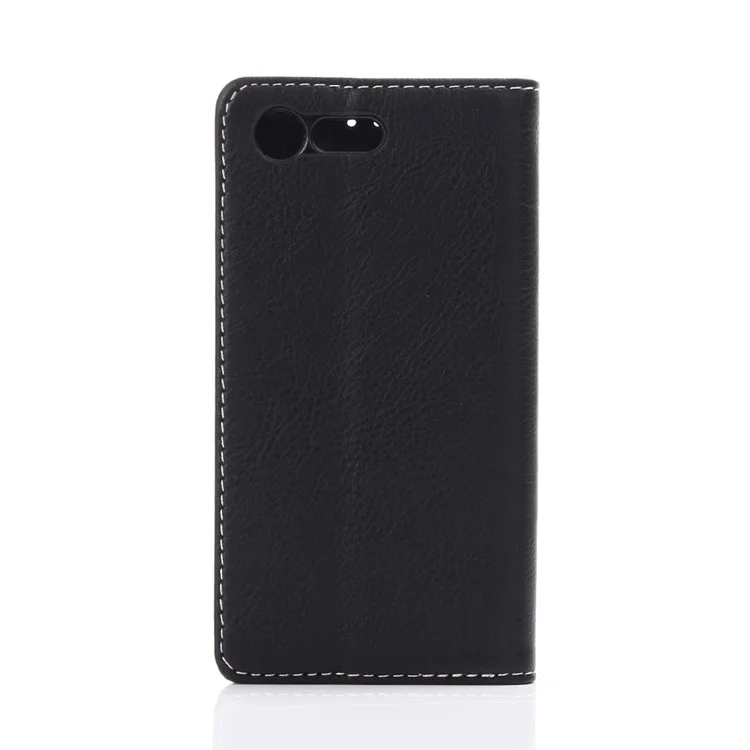 For Sony Xperia X Compact Retro Style Wallet Leather Stand Case - Black