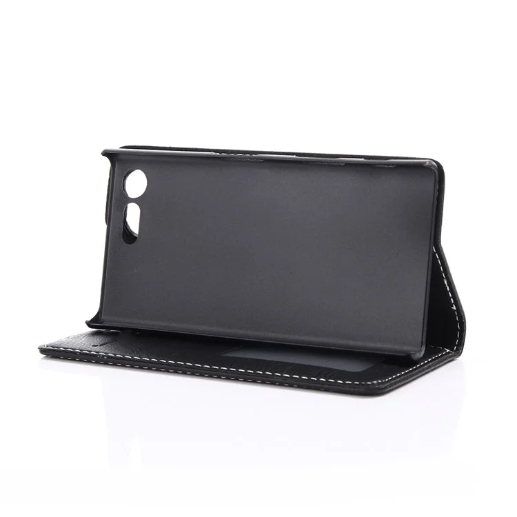 For Sony Xperia X Compact Retro Style Wallet Leather Stand Case - Black