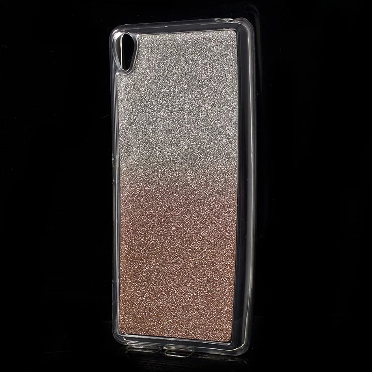 Gradient Glitter Powder TPU Protective Case for Sony Xperia XA / XA Dual - Rose Gold