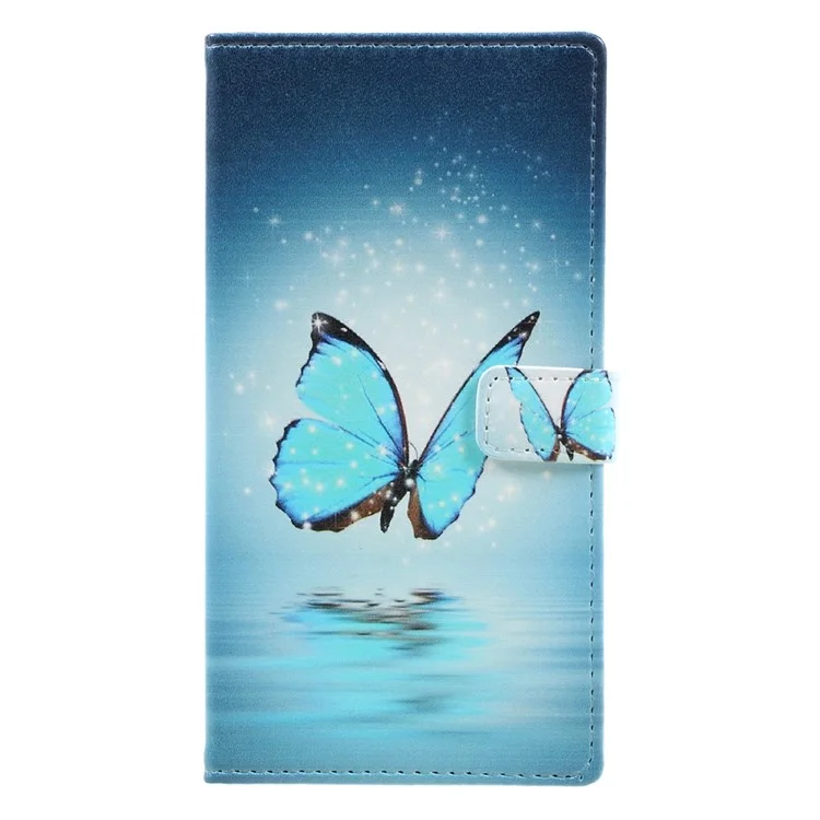 Pattern Printing Magnetic Leather Flip Cover for Sony Xperia XZs / XZ - Shiny Blue Butterfly