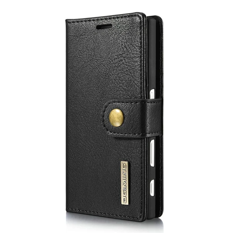 DG.MING 2 in 1 Wallet Split Leather + Movable PC Case for Sony Xperia X Compact - Black