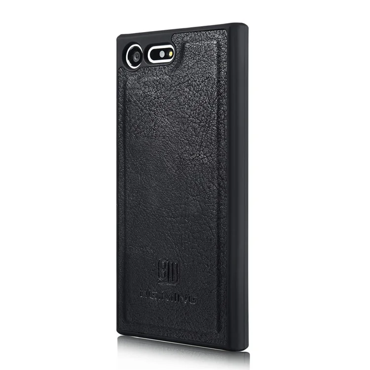DG.MING 2 in 1 Wallet Split Leather + Movable PC Case for Sony Xperia X Compact - Black