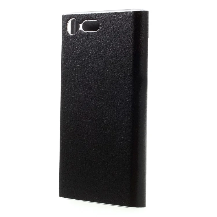 View Window Leather Mobile Phone Shell for Sony Xperia X Compact - Black