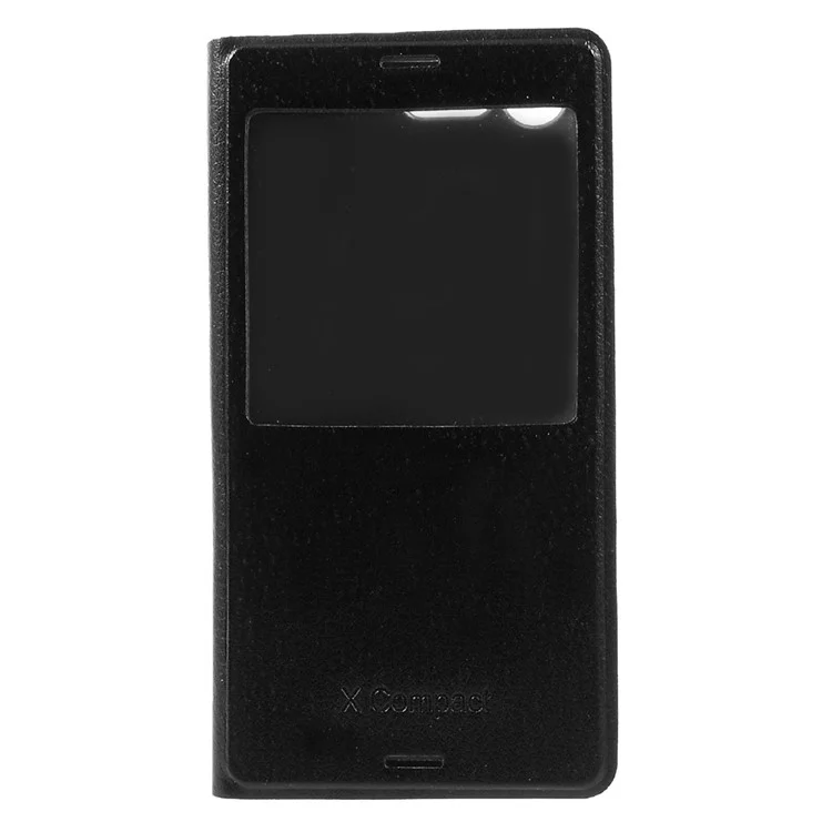 View Window Leather Mobile Phone Shell for Sony Xperia X Compact - Black
