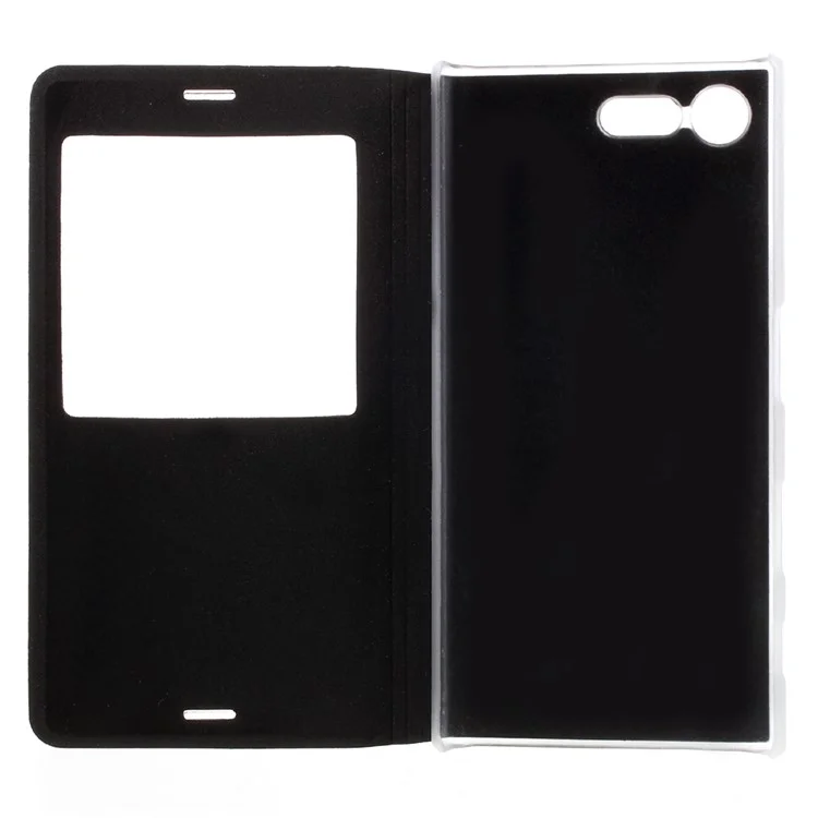 View Window Leather Mobile Phone Shell for Sony Xperia X Compact - Black