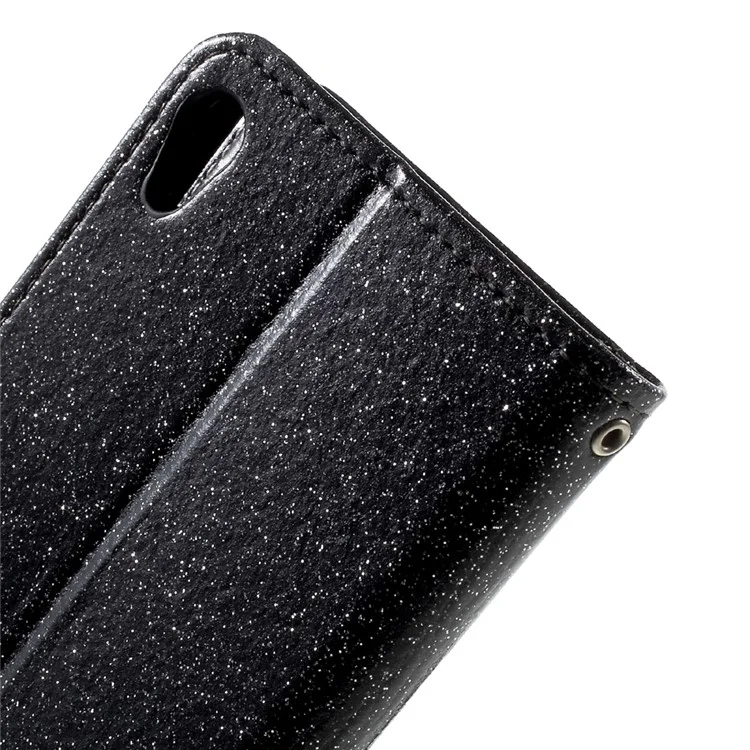 Shimmering Powder Leather Wallet Case for Sony Xperia XA / XA Dual - Black
