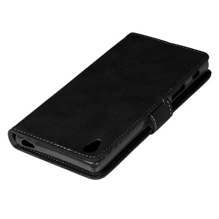 Vintage Matte PU Leather Wallet Case for Sony Xperia Z5 Premium / Premium dual - Black