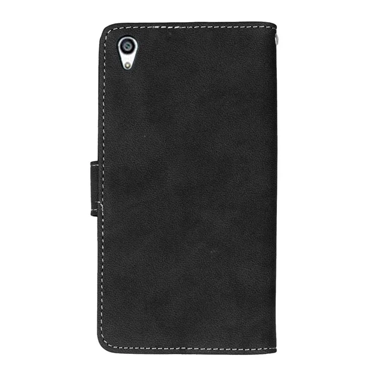 Vintage Matte PU Leather Wallet Case for Sony Xperia Z5 Premium / Premium dual - Black