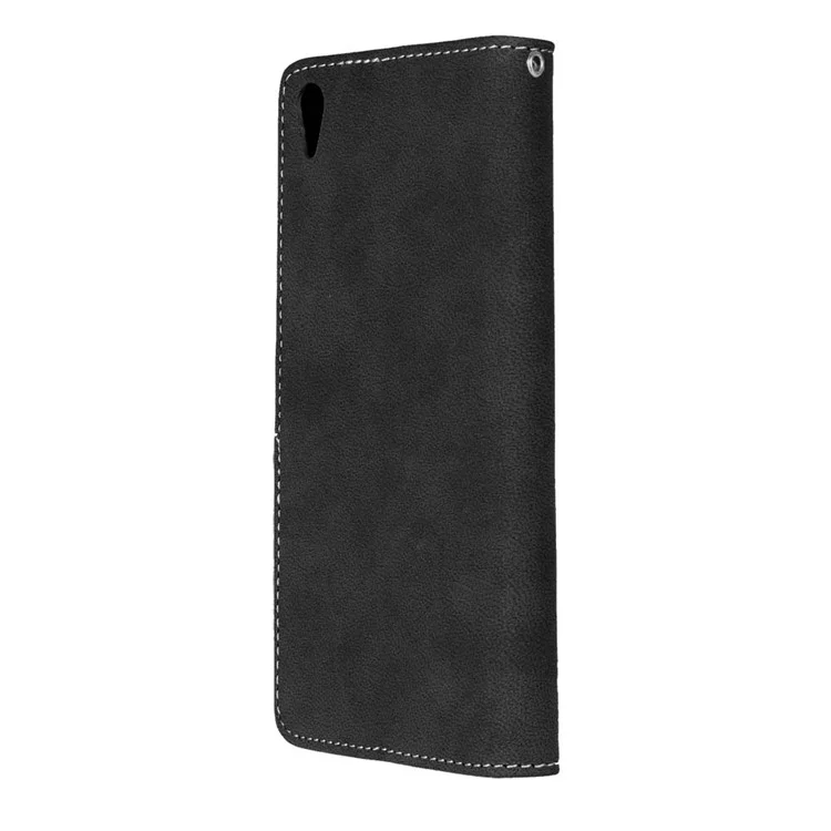 Vintage Matte PU Leather Wallet Case for Sony Xperia Z5 Premium / Premium dual - Black