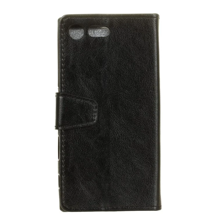 Crazy Horse Leather Wallet Case for Sony Xperia XZ Premium - Black