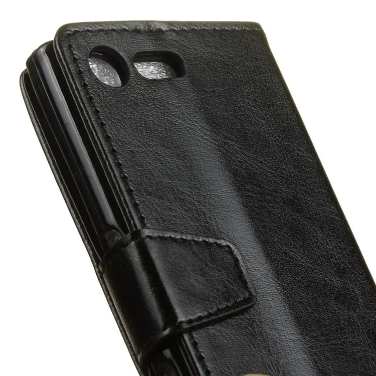 Crazy Horse Wallet Leather Stand Case for Sony Xperia XZ Premium - Black
