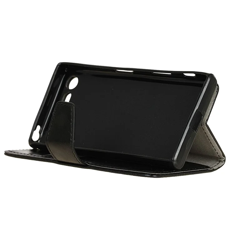 Crazy Horse Wallet Leather Stand Case for Sony Xperia XZ Premium - Black