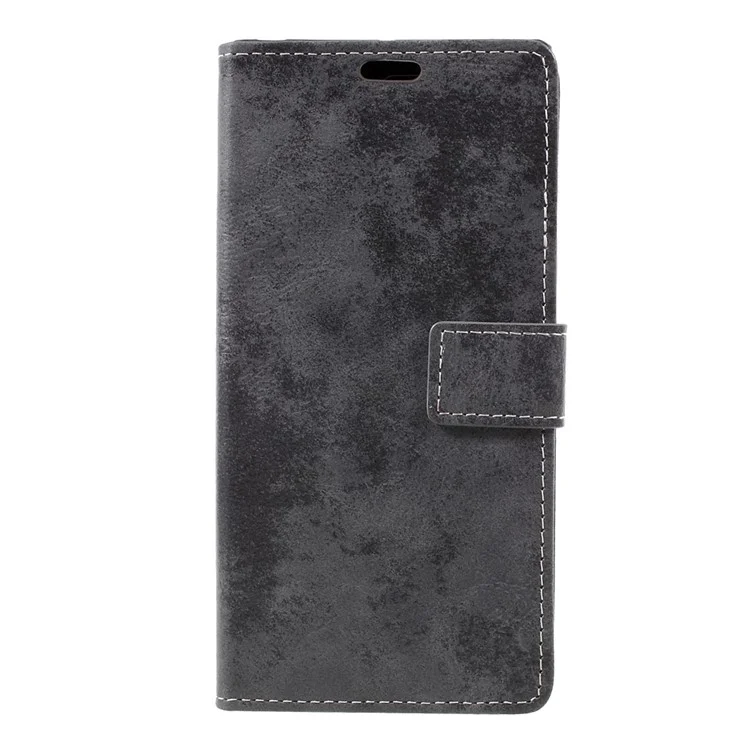 Retro Style Leather Wallet Mobile Phone Case for Sony Xperia XZ Premium - Grey