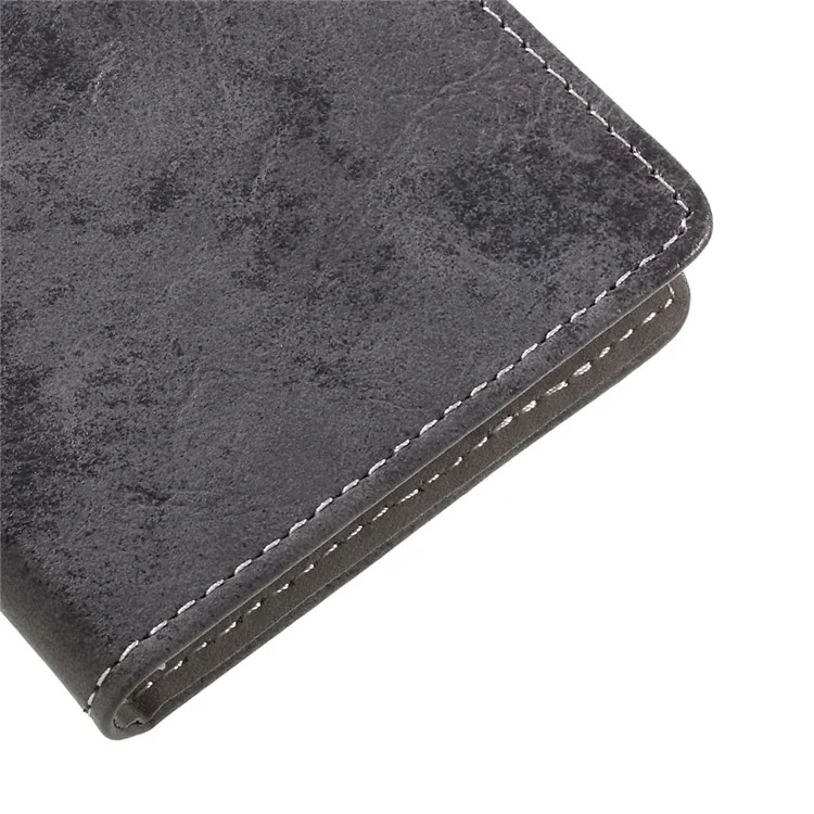 Retro Style Leather Wallet Mobile Phone Case for Sony Xperia XZ Premium - Grey