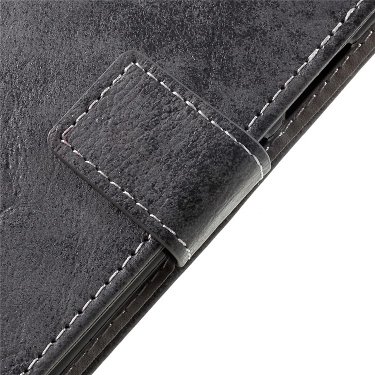 Retro Style Leather Wallet Mobile Phone Case for Sony Xperia XZ Premium - Grey