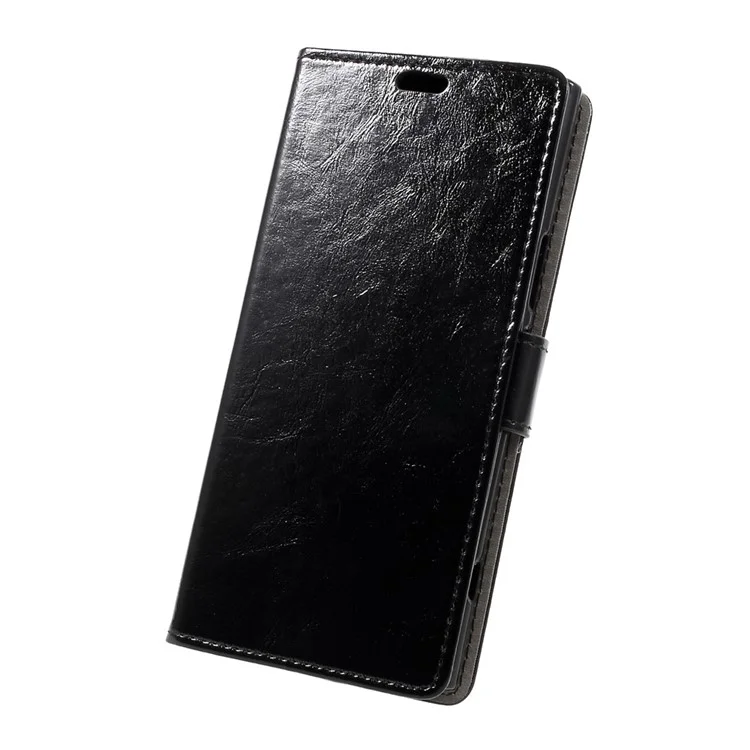 Crazy Horse Leather Wallet Mobile Cover for Sony Xperia XZ Premium - Black