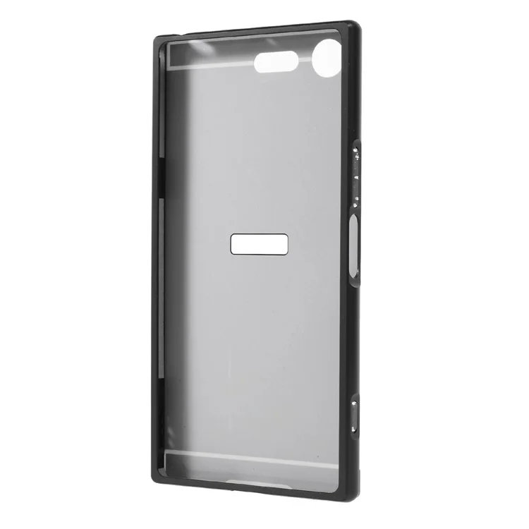 Slide-on Metal Bumper Plated PC Hard Case for Sony Xperia XZ Premium - Black