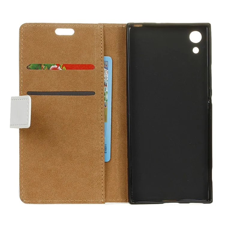 Patterned Leather Wallet Phone Case for Sony Xperia XA1 - Eiffel Tower and Maple Leaves