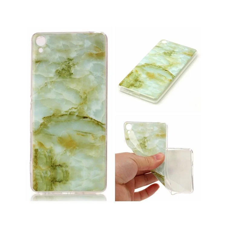 Marble Pattern IMD TPU Mobile Phone Case for Sony Xperia XA / XA Dual - Light Green