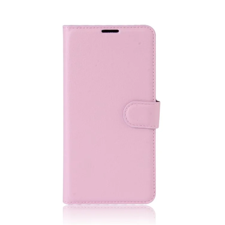 Litchi Stand de Billetera de Cuero Para Sony Xperia XA1 Ultra - Rosado