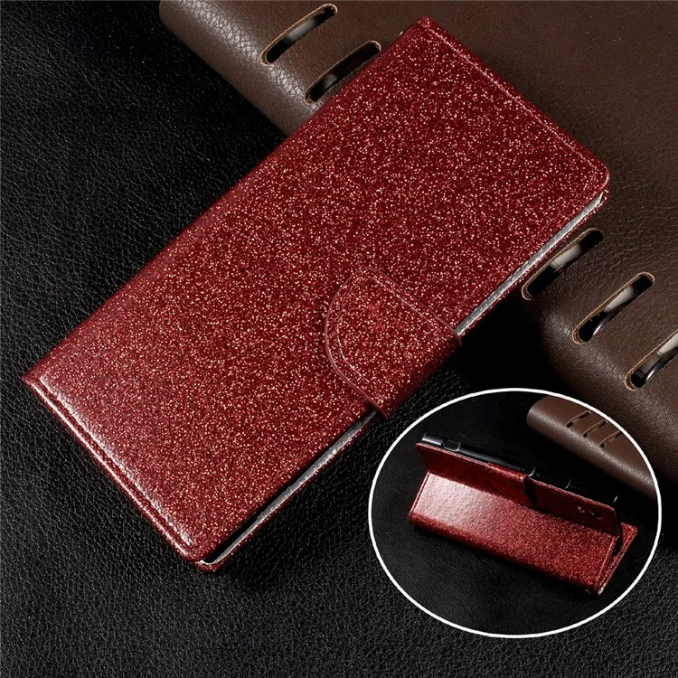 Flash Powder Leather Wallet Case for Sony Xperia XA1 - Red