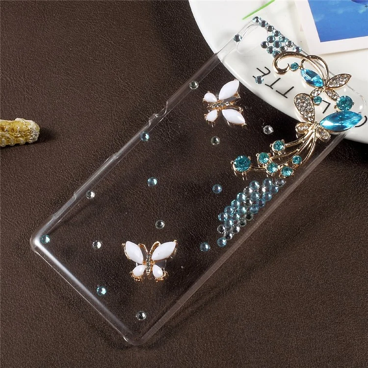 3D Rhinestone Plastic Hard Mobile Phone Case for Sony Xperia XA / XA Dual - Blue