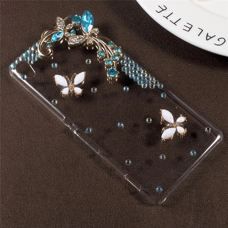 3D Rhinestone Plastic Hard Mobile Phone Case for Sony Xperia XA / XA Dual - Blue