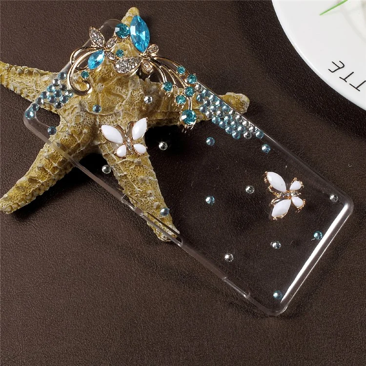 3D Rhinestone Plastic Hard Mobile Phone Case for Sony Xperia XA / XA Dual - Blue