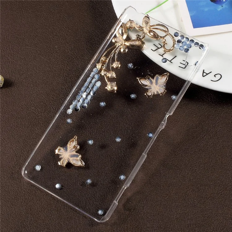 3D Rhinestone Plastic Hard Mobile Phone Case for Sony Xperia XA / XA Dual - Blue