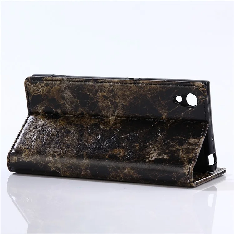 Marble Pattern Wallet Stand Leather Mobile Case for Sony Xperia XA1 - Black