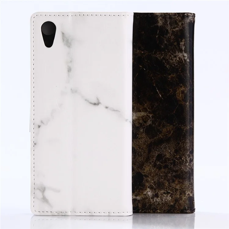 Marble Pattern Wallet Stand Leather Mobile Case for Sony Xperia XA1 - Black