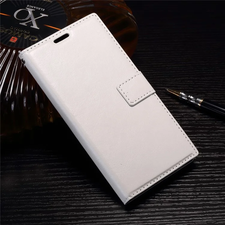 Crazy Horse Leather Wallet Cover for Sony Xperia XZ Premium - White