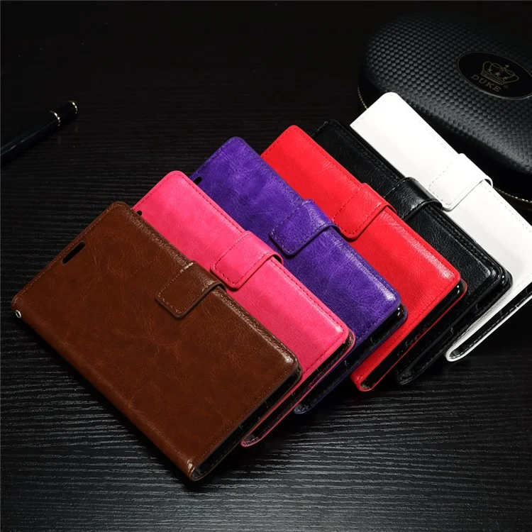 Crazy Horse Leather Wallet Case for Sony Xperia XA1 - Black