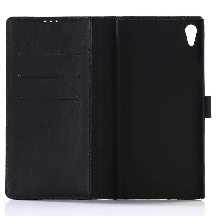 Retro Style Crazy Horse Leather Wallet Cell Phone Case for Sony Xperia XA1 Ultra - Black