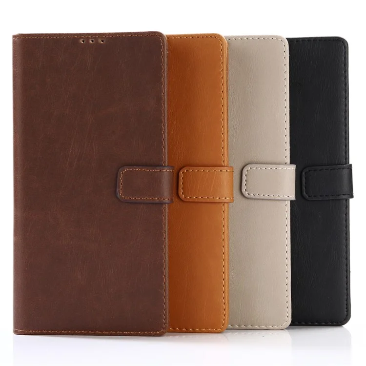 Retro Style Crazy Horse Leather Wallet Cell Phone Case for Sony Xperia XA1 Ultra - Black