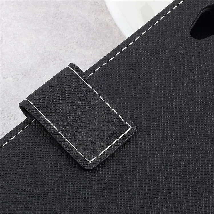 Cross Texture Wallet Leather Stand Cell Phone Case for Sony Xperia L1 - Black