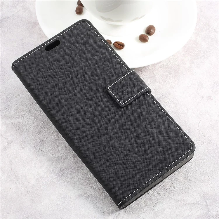 Cross Texture Wallet Leather Stand Cell Phone Case for Sony Xperia L1 - Black