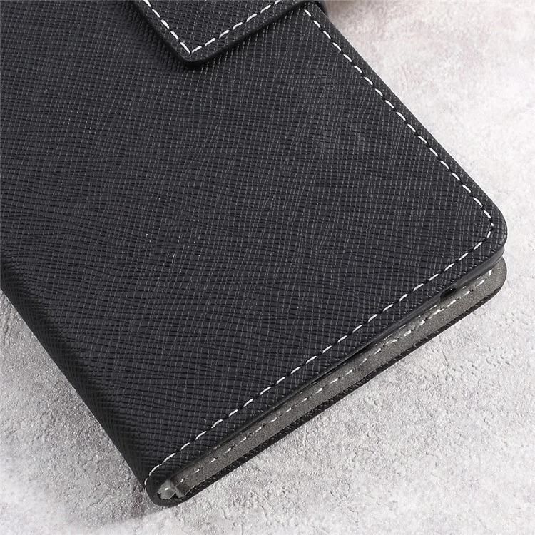 Cross Texture Wallet Leather Stand Cell Phone Case for Sony Xperia L1 - Black