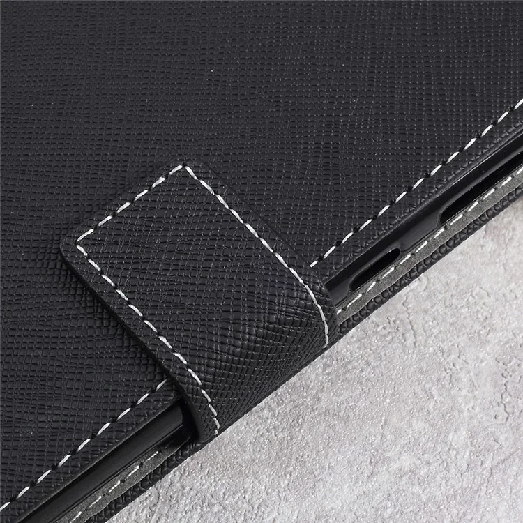 Cross Texture Wallet Leather Stand Cell Phone Case for Sony Xperia L1 - Black