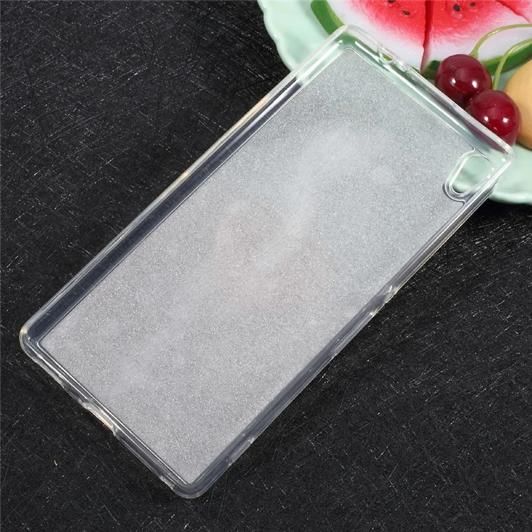 Gradient Glitter Powder Diamond Ring Kickstand Soft TPU Back Case for Sony Xperia XA Ultra - Rose Gold
