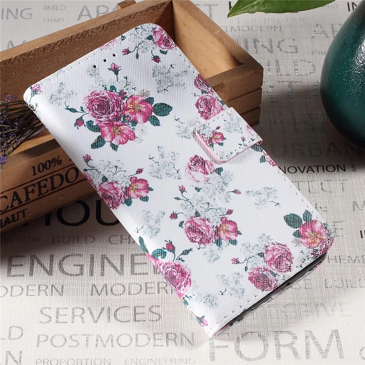 Callfree Leather Wallet Stand Cell Phone Case for Sony Xperia XA / XA Dual - Pretty Peonies