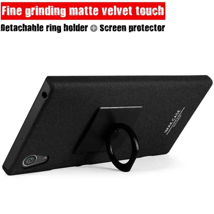 IMAK Matte Hard PC Case with Ring Kickstand for Sony Xperia XA1 Ultra - Black