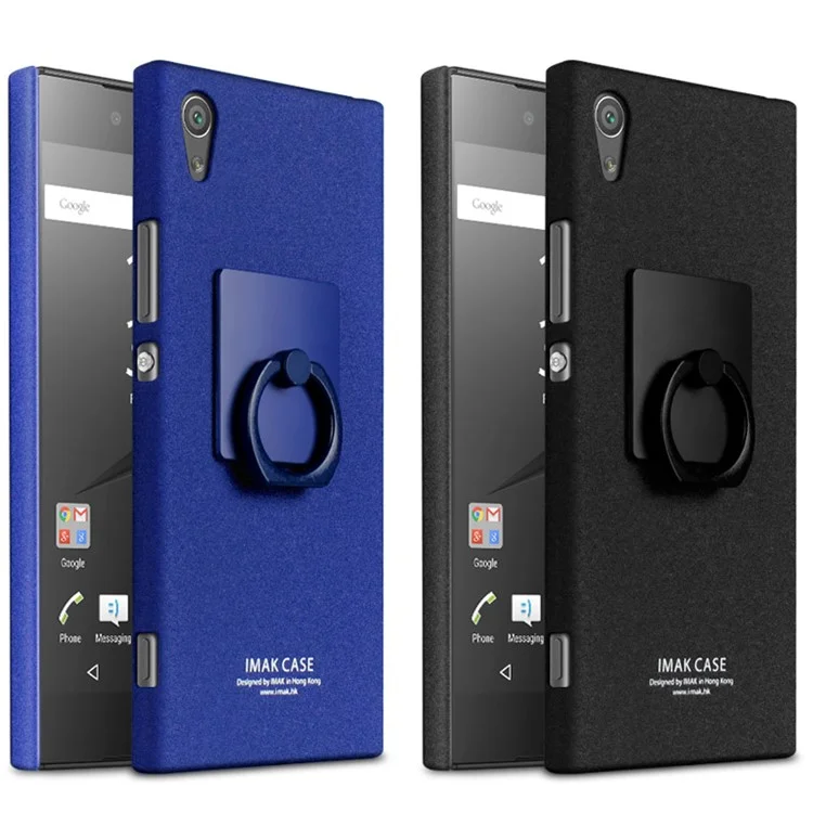IMAK Matte Hard PC Case with Ring Kickstand for Sony Xperia XA1 Ultra - Black