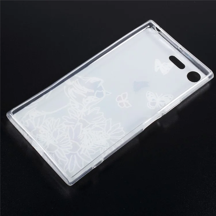 Patterned TPU Embossed Cell Phone Case for Sony Xperia XZ Premium -  Butterflies and Cat