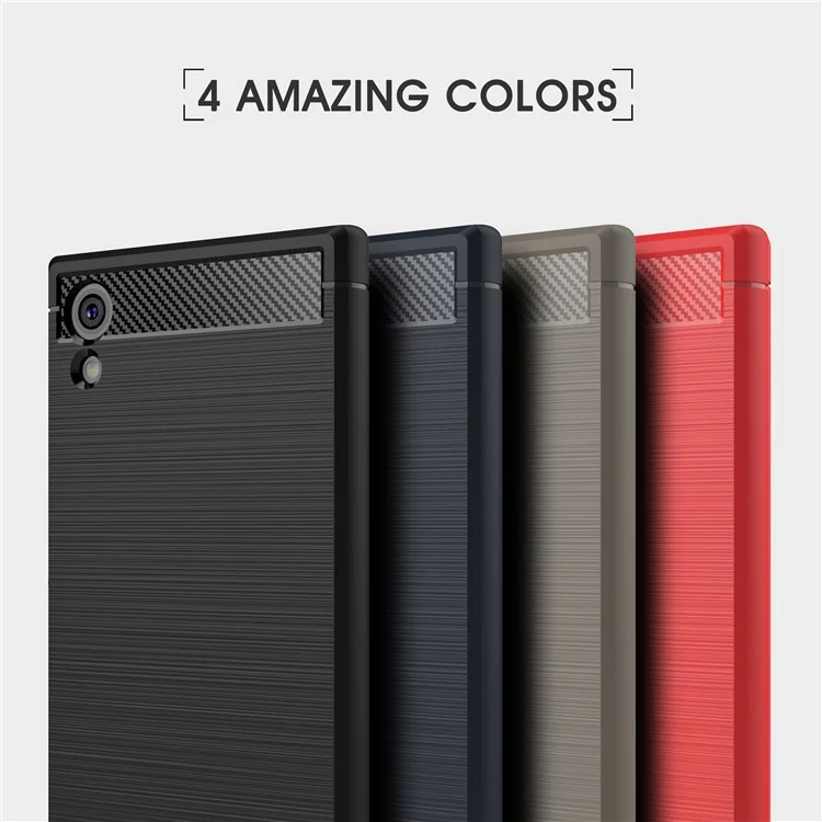 For Sony Xperia XA1 Carbon Fiber Texture Brushed Mobile TPU Shell - Grey