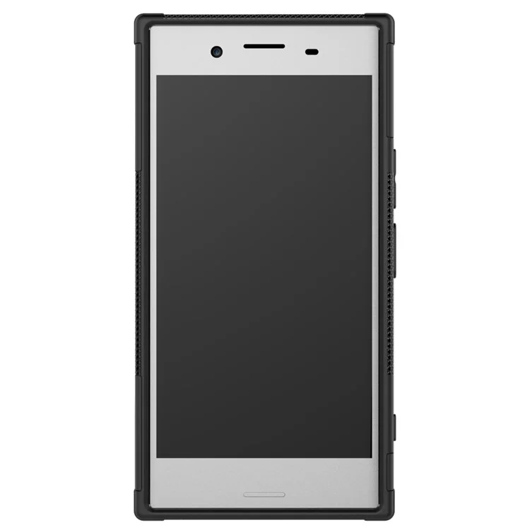 Anti-slip PC + TPU Hybrid Phone Case with Kickstand for Sony Xperia XZ Premium - Black